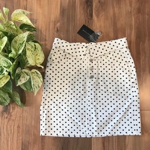 Polka dot high waisted jean skirt